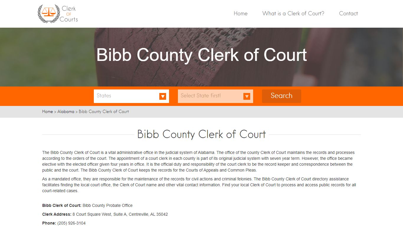 Find Your Bibb County Clerk of Courts in AL - clerk-of ...